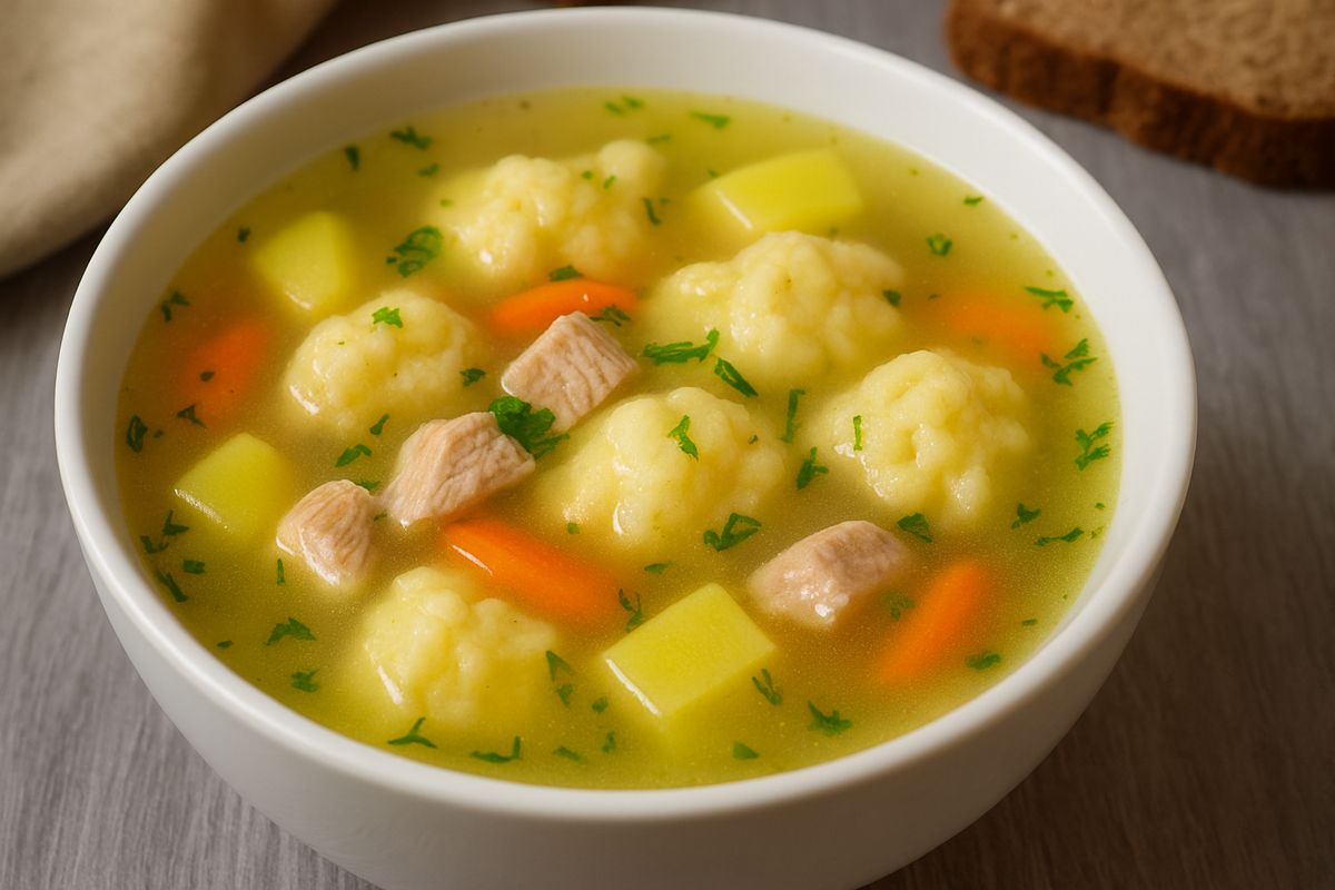 Нежные клецки в ароматном курином бульоне