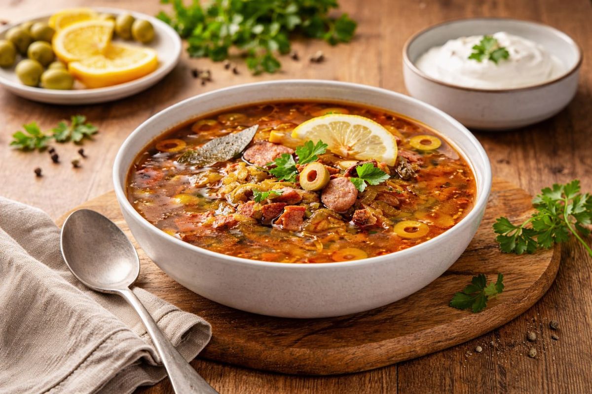 Солянка с копчёностями: согревающий суп для зимних вечеров