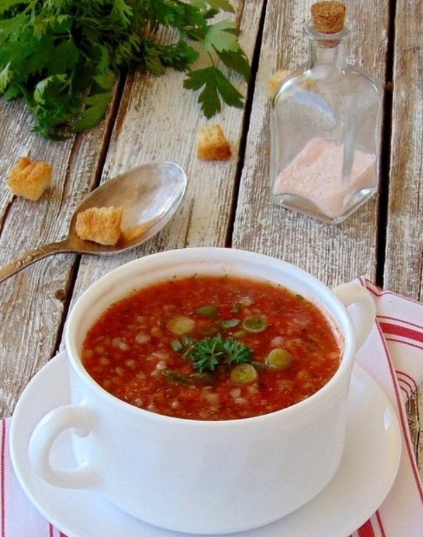 Холодный томатный гречневый суп