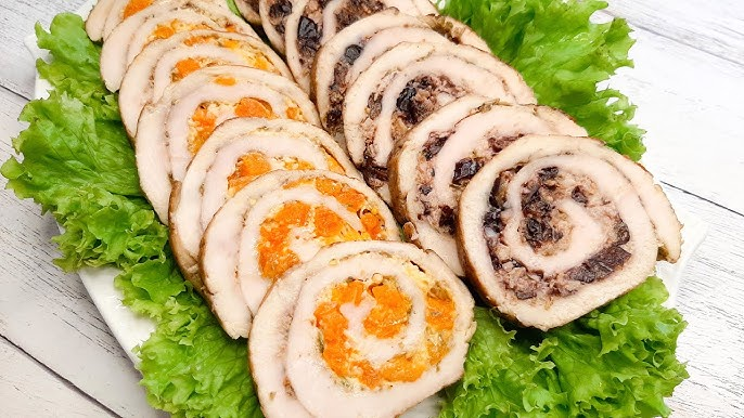 Новый взгляд на кулинарию: куриный рулет с персиками и фисташками